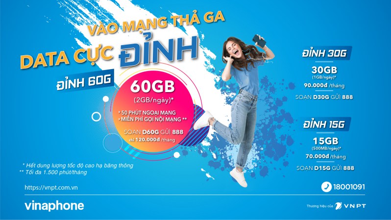 Đỉnh 60G D60G 60Gb/tháng, Vinaphone Trả Sau Giá Siêu Rẻ