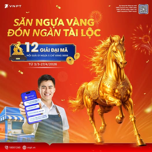 Hộ kinh doanh đăng ký dịch vụ số VNPT sẽ nhiều cơ hội trúng Ngựa Vàng 9999