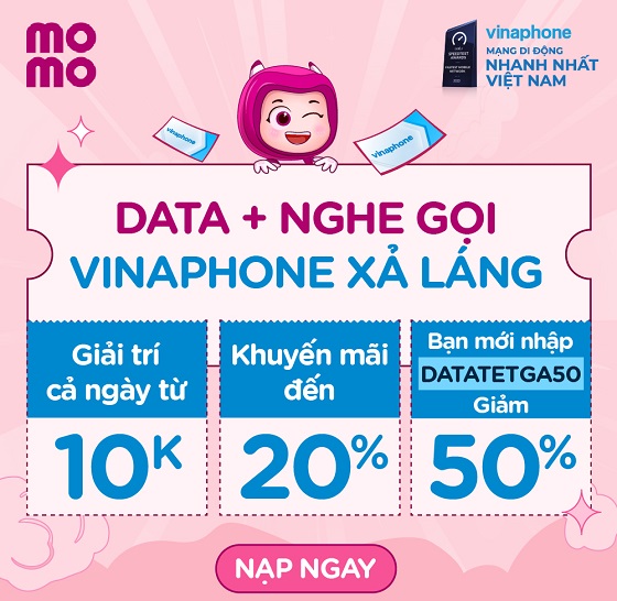 VinaPhone và Momo hợp tác triển khai chương trình tặng Data siêu khủng cho Quý Khách hàng của VinaPhone