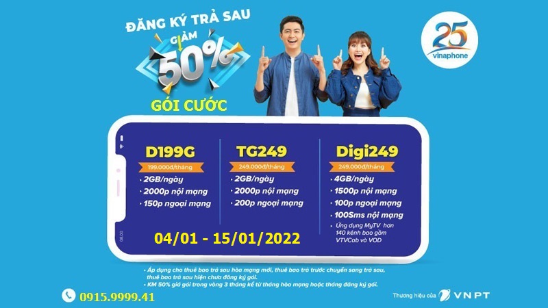 Đăng Ký Vinaphone Trả Sau Giảm Ngay 50% Gói Cước Đến 14/01/2022