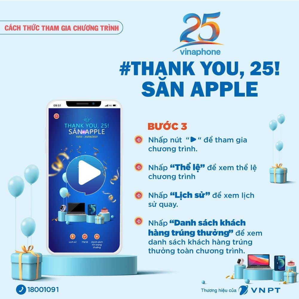 các bước hướng dẫn quay thưởng chương trinh kỷ niệm 25 nắm Vinaphone - Bước 3