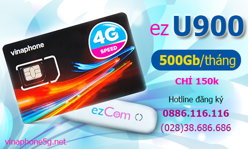 U900, U1500 Gói ezCom 4G Vinaphone 500Gb/tháng Giá Siêu Rẻ