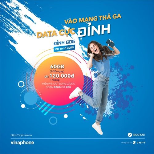 Gói 4G Vinaphone Đỉnh 60G Cực Rẻ 1Gb Data Chỉ 2000đ, Vào Mạng Thả Ga