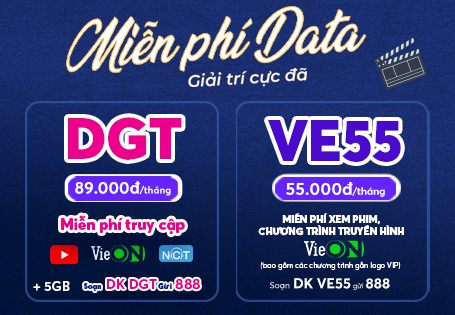 Gói data ip giải trí Vinaphone miễn phí data truy cập NCT, Vieon