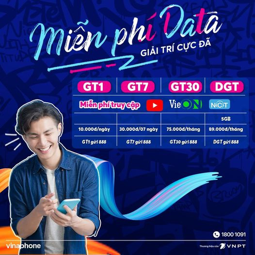 Gói Data IP VinaPhone Mới GT1, GT7, GT30, DGT, VE55, DVE80