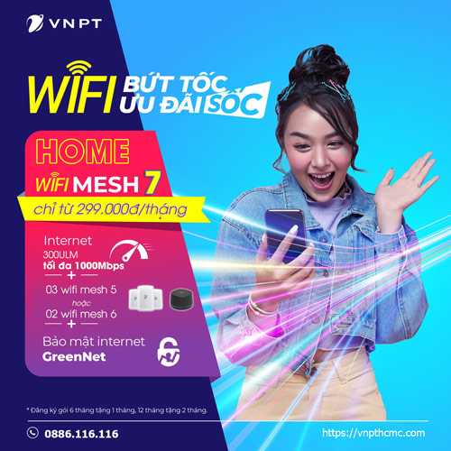 Gói internte truyền hình + wifi mesh VNPT tốc độ cao siêu ưu đãi