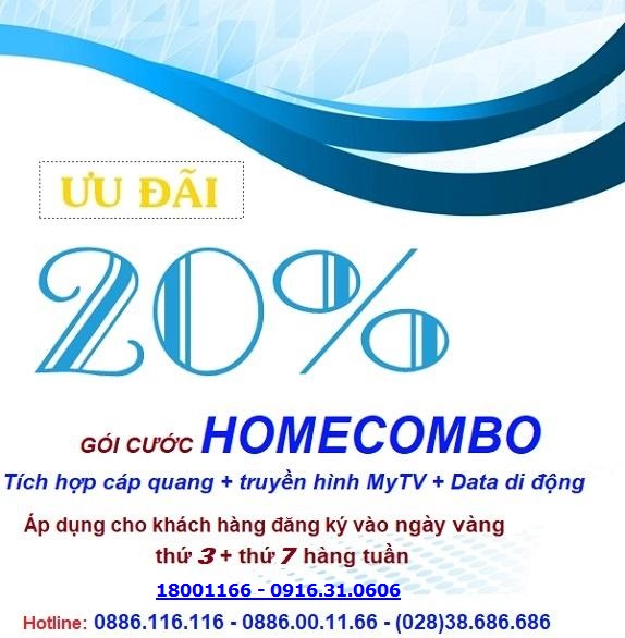 Lắp Internet Truyền hình Giảm 20% Cước, X2 Tốc Độ Ngày Vàng Home Combo