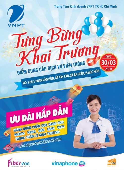vnpt khai trương cửa hàng giao dịch tại 124/1 Phan Văn Hớn, Bà Điểm, Hóc Môn