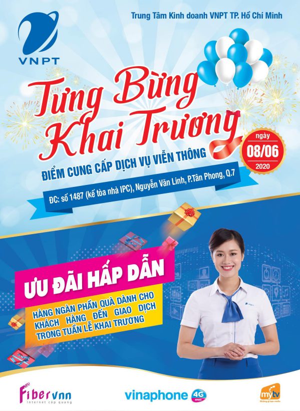 vnpt khai trương cửa hàng giao dịch tại 1487 nguyễn văn linh, phường tân phong, quận 7