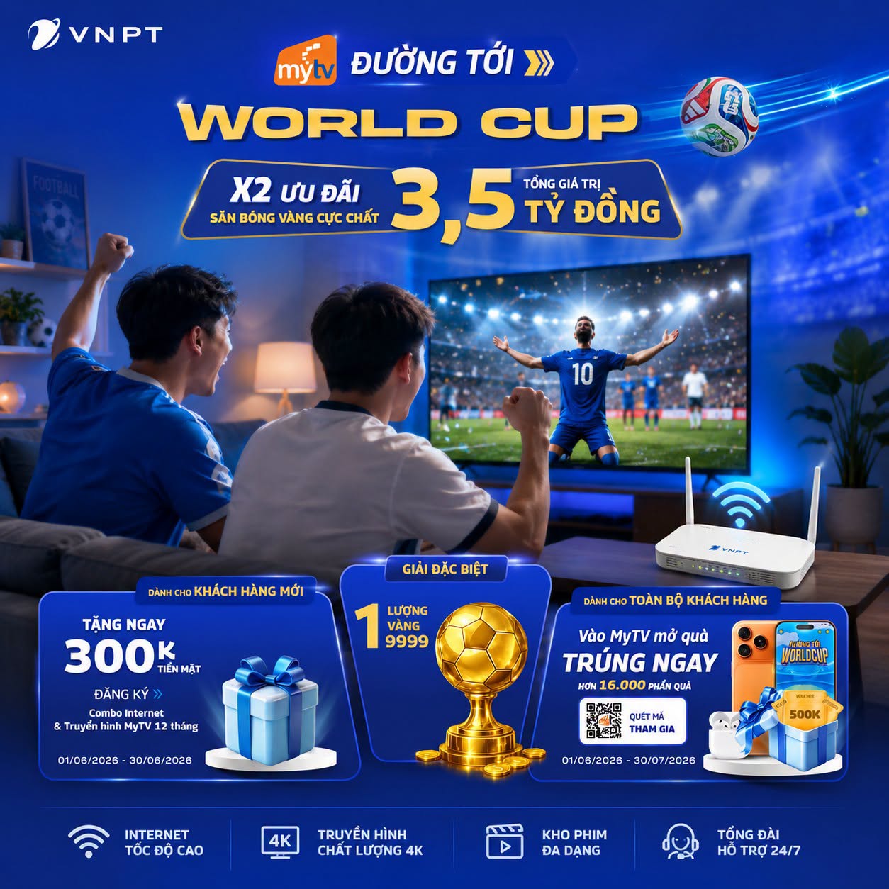 HomeTV VIP VNPT Internet WiFi Tốc Độ Cao Kèm MyTV VIP Chỉ Từ 240.000đ/Tháng