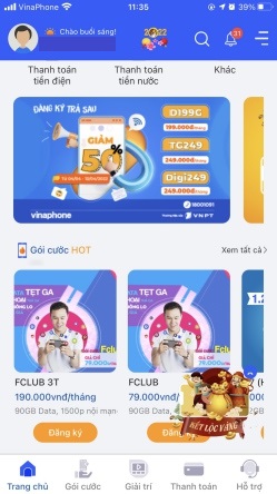 giao diện app my vnpt tiện lợi