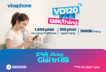 Đăng Ký Sim Kèm Gói VD120 Vinaphone Nhận Ngay 150GB/tháng 