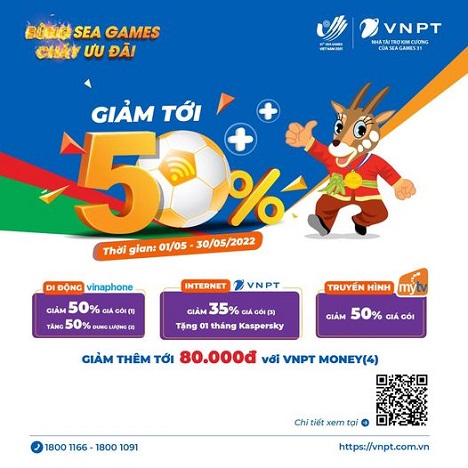 Cổ vũ Sea Games 31 thả ga - Giảm nửa giá truyền hình MyTV