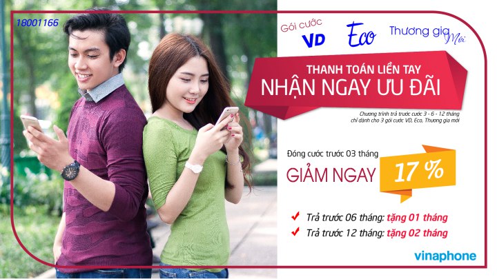 Vinaphone trả sau giảm 17% cước, tặng thêm tháng sử dụng