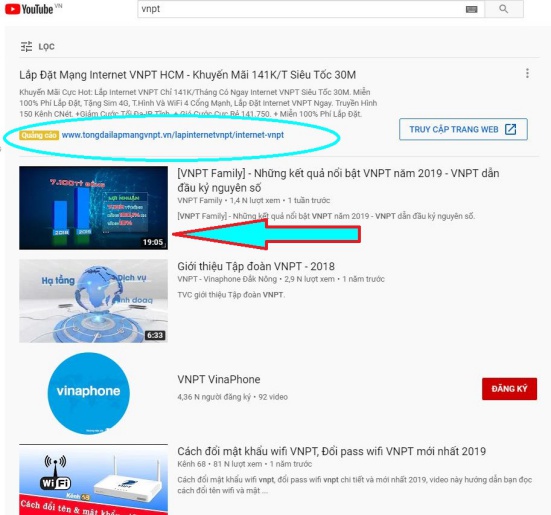 quảng cáo google vnpt video